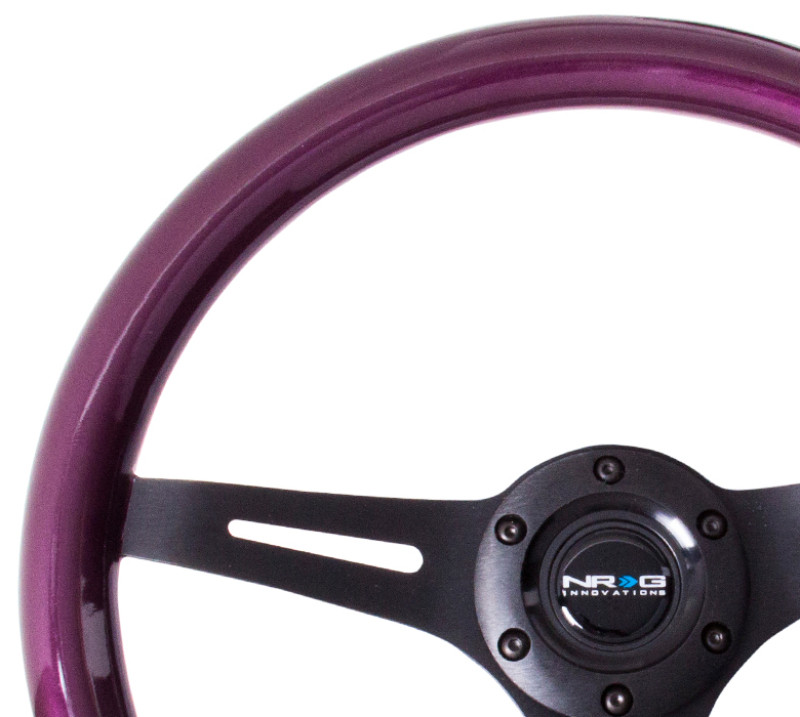 NRG 330mm 3 Black Spoke Classic Purple Wood Grain Steering Wheel - ST-015BK-PP