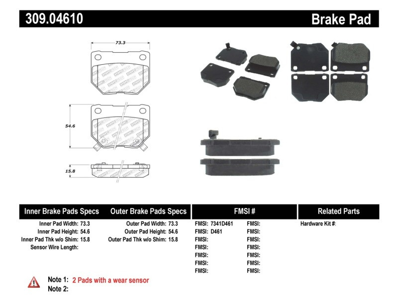 StopTech Street Performance Rear Brake Pads for 06-07 Subaru WRX - 309.04610