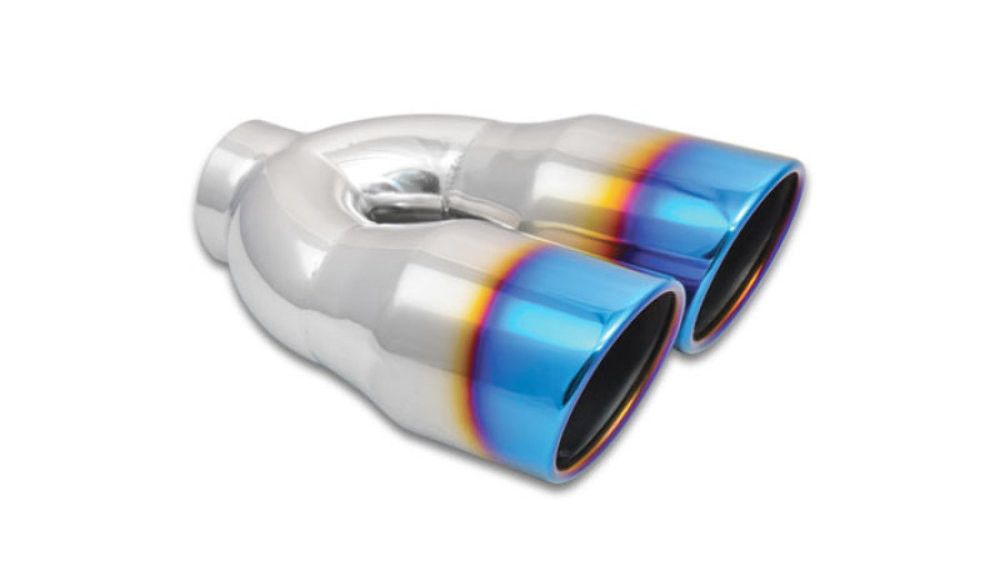 Vibrant  Dual 3.5" Round Stainless Steel Tips with Burnt Blue Finish