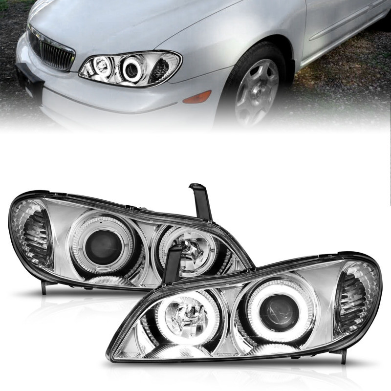 ANZO PROJECTOR HEADLIGHTS CHROME w/ HALO for 00-01 Infiniti I30