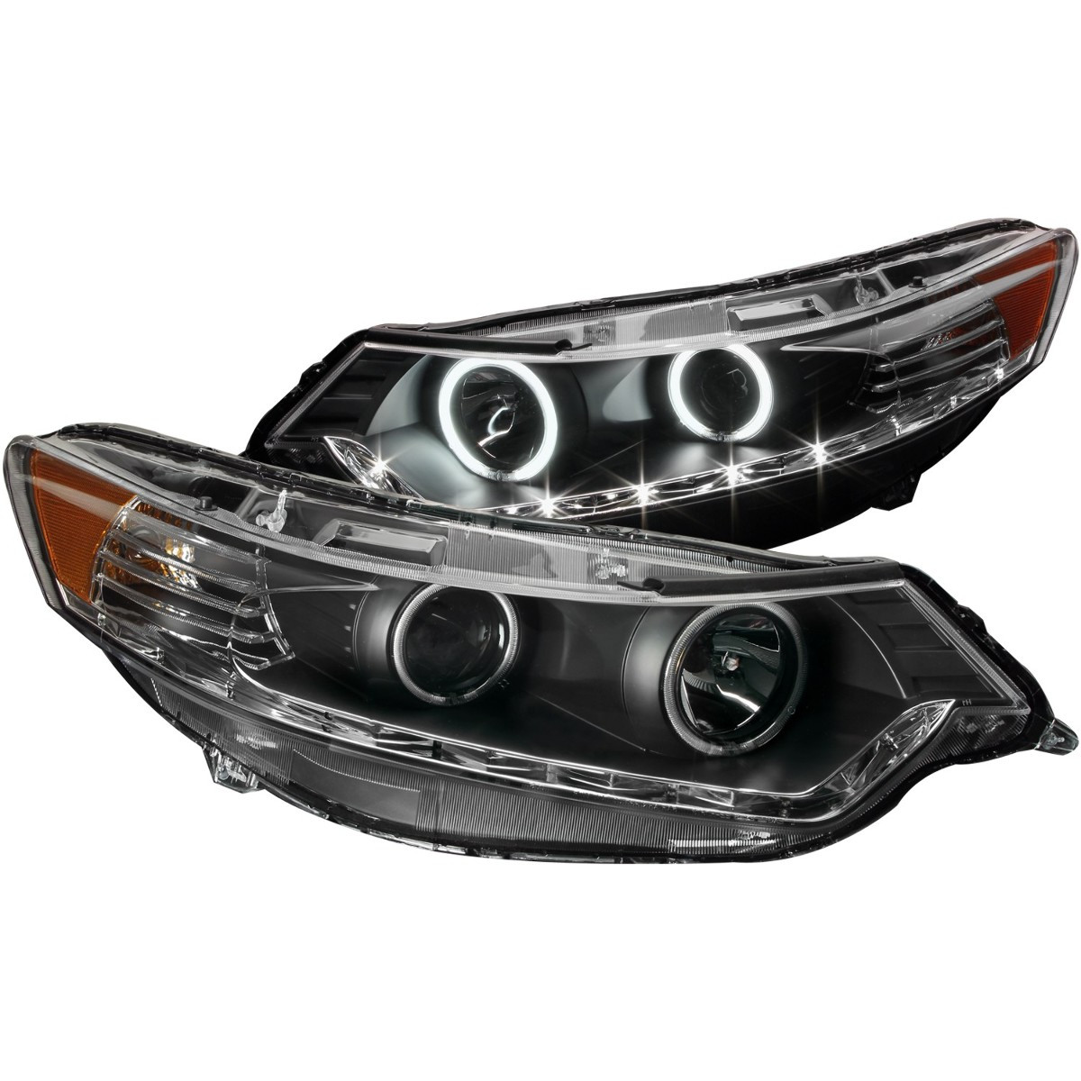 ANZO Projector Headlights w/ Halo Black 