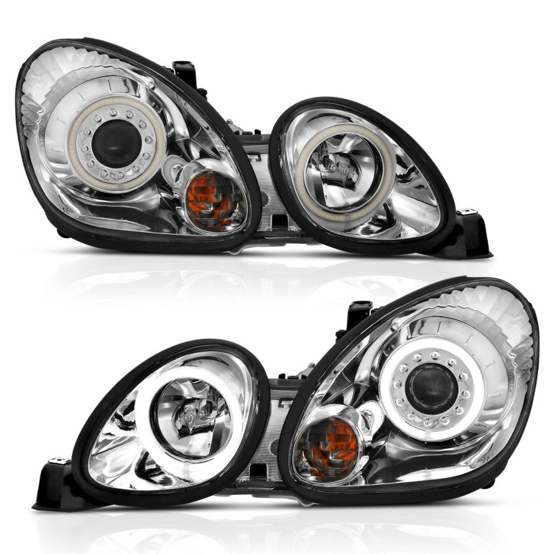 ANZO Projector Headlights w/ Halo Chrome for 1998-2005 Lexus Gs300