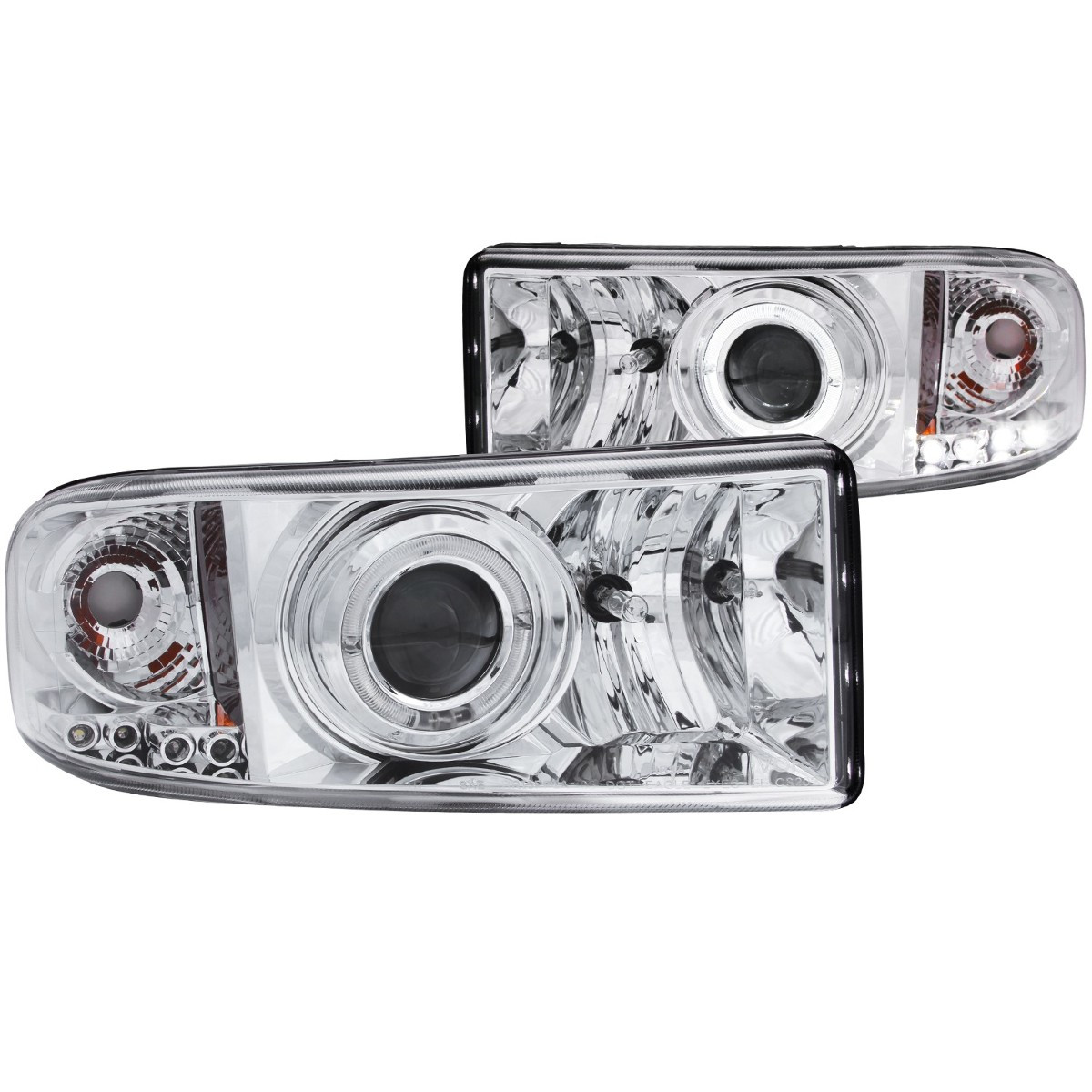 ANZO Projector Headlights w/ Halo Chrome for 1994-2001 Dodge Ram