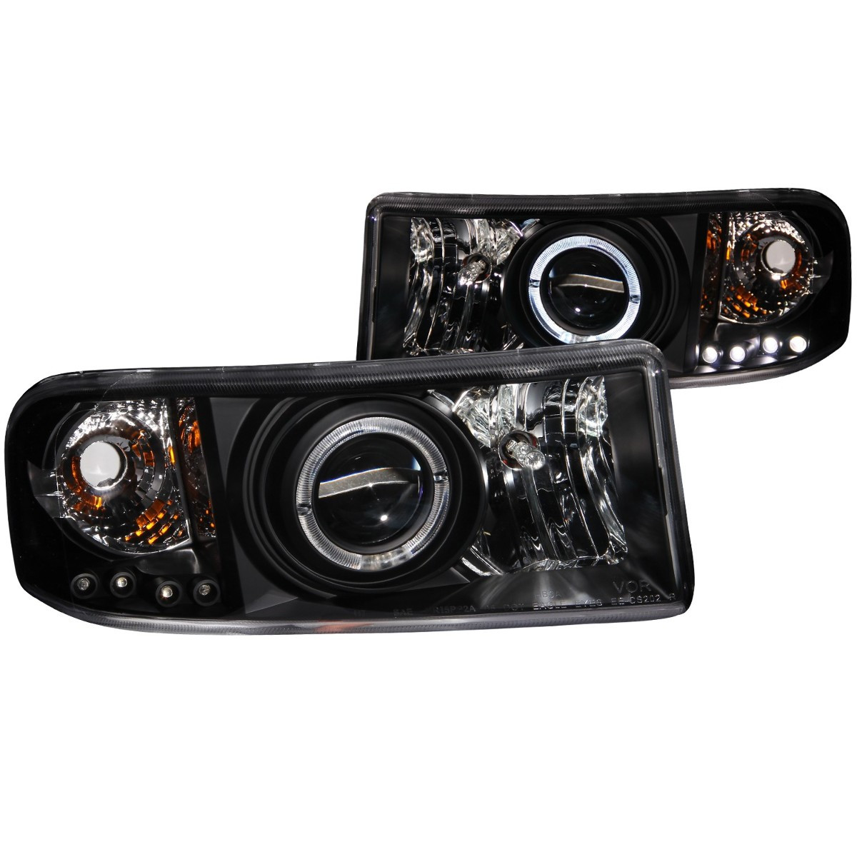 ANZO Projector Headlights w/ Halo Black for 1994-2001 Dodge Ram