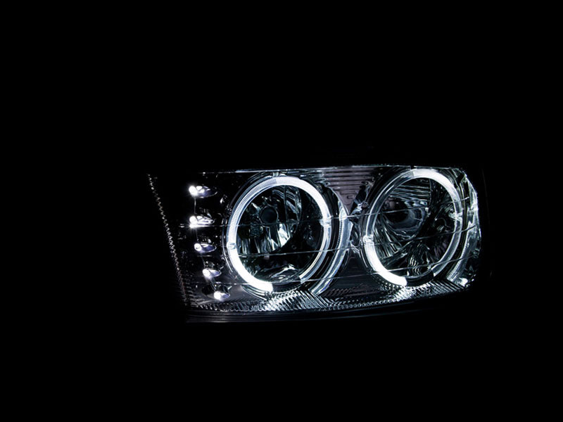ANZO CRYSTAL HEADLIGHTS CHROME w/ HALO & LED for 99-06 Sierra