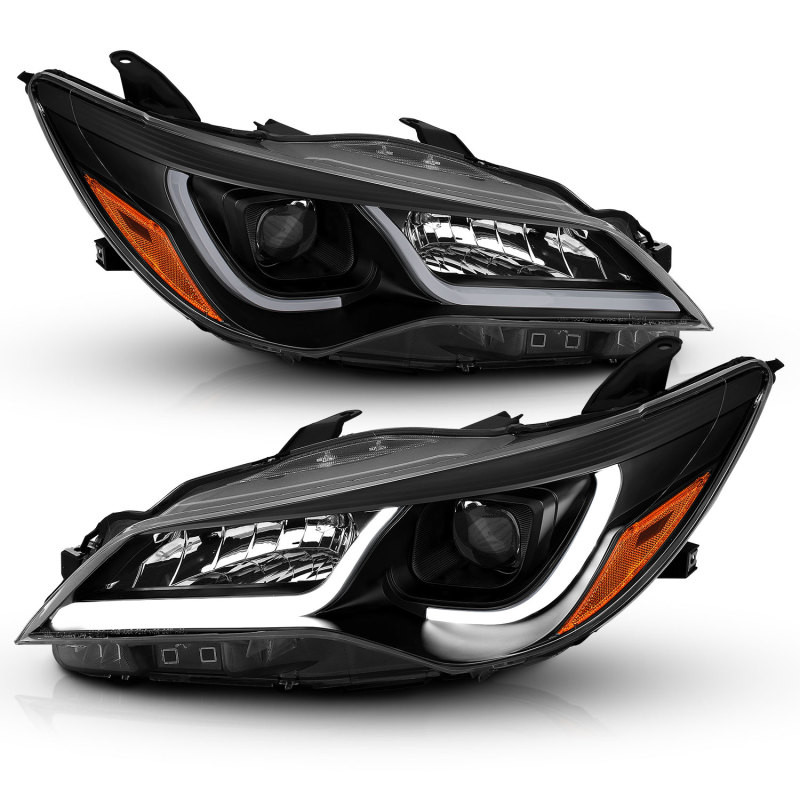 ANZO Projector Headlights Black w/Amber for 15-16 Toyota Camry (4DR) - 121518