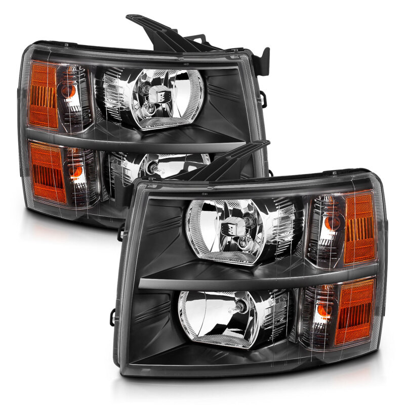 ANZO CRYSTAL HEADLIGHT BLACK AMBER for 07-13 Silverado
