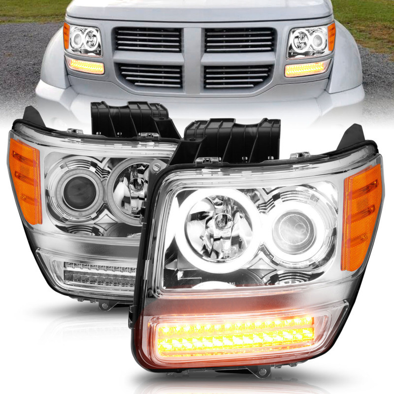 ANZO Projector Headlights w/ Halo Chrome (CCFL) G2 for 2007-2012 Dodge Nitro
