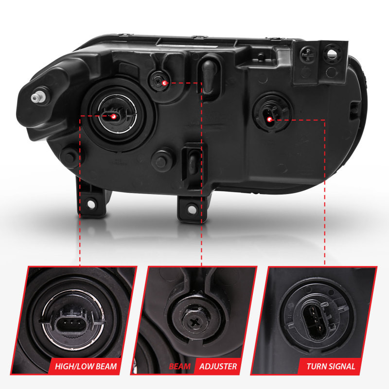 ANZO CRYSTAL HEADLIGHT BLACK for 08-14 Challenger - 121526