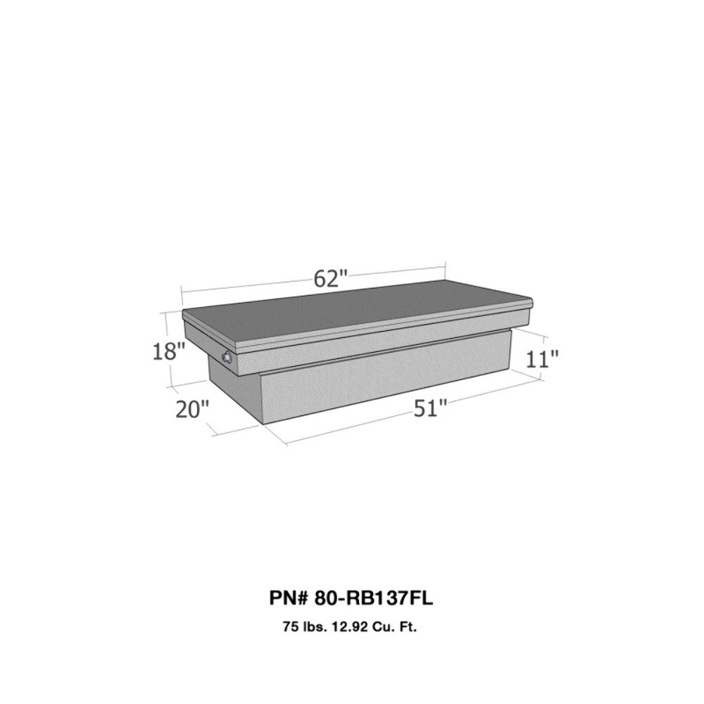 Westin/Brute Full Lid Mid Size / Down Size XOver Long Bed Only Aluminum Tool Box