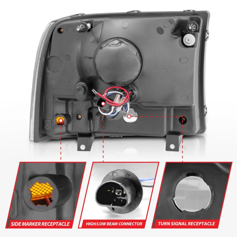 ANZO CRYSTAL HEADLIGHTS BLACK 1 PC L.E.D for 00-04 FORD EXCURSION