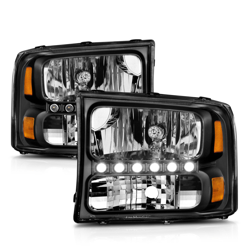 ANZO CRYSTAL HEADLIGHTS BLACK 1 PC L.E.D for 00-04 FORD EXCURSION