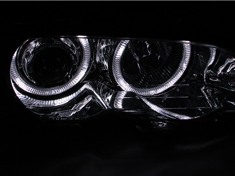 ANZO Projector Headlights w/ Halo Chrome for 2000-2003 BMW 3 Series E46