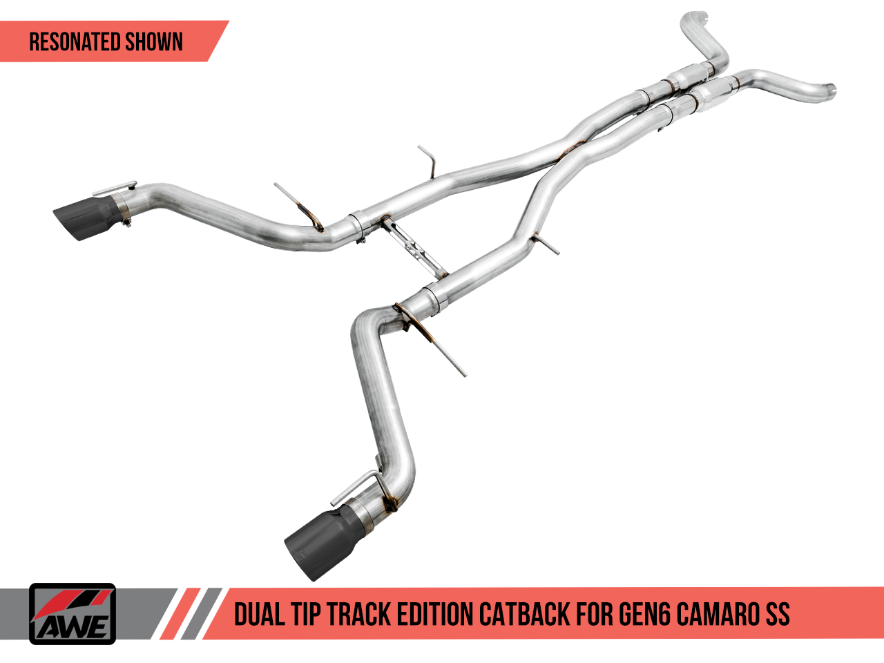 AWE Track Edition Non-Resonated Exhaust w/ Chrome Dual Tips for 16+ Camaro SS