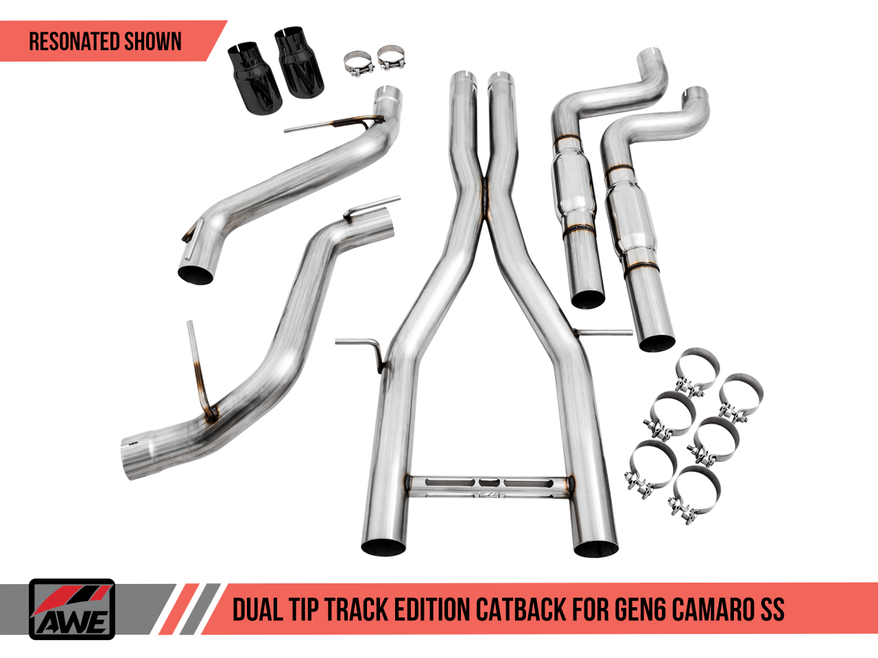 AWE Track Edition Non-Resonated Exhaust w/ Chrome Dual Tips for 16+ Camaro SS