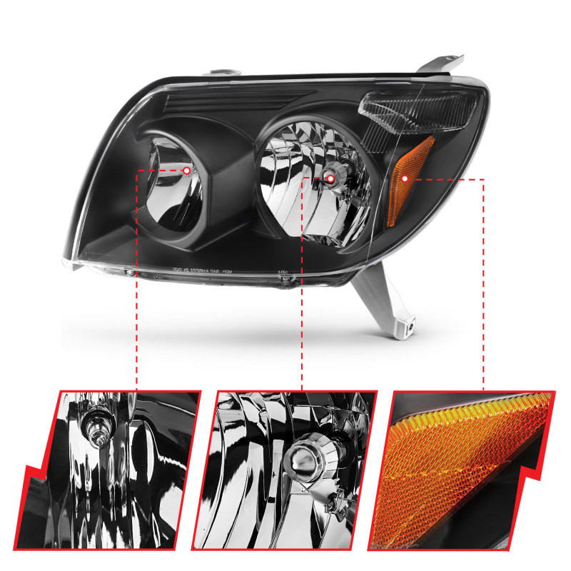ANZO Crystal Headlights Black for 2003-2005 Toyota 4Runner - 111394