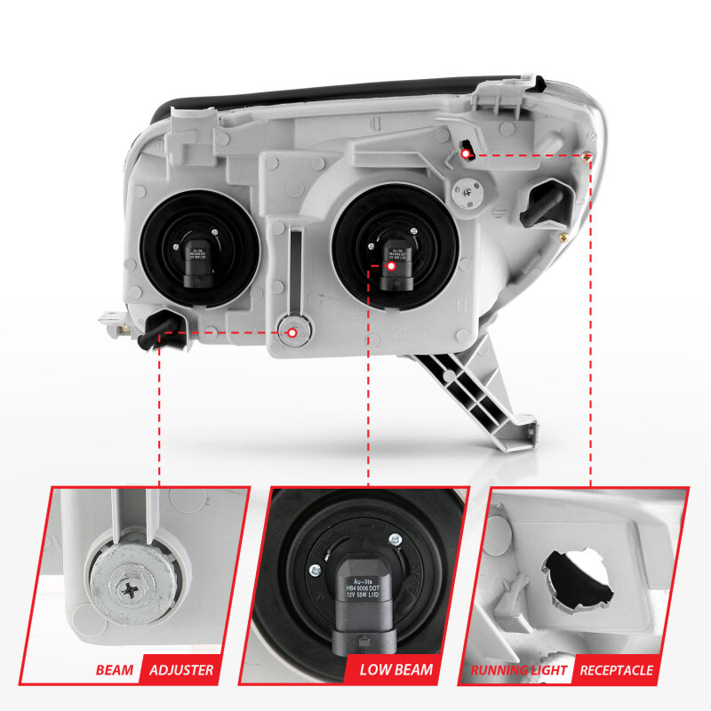 ANZO Crystal Headlights Black for 2003-2005 Toyota 4Runner - 111394