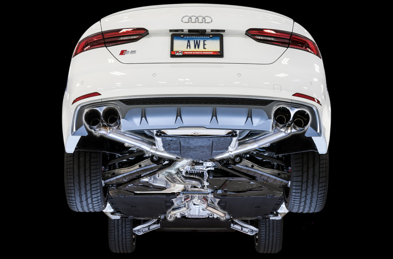 AWE Track Edition Non-Resonated Exhaust w/ Black Tips for 18-19 Audi S5 Quattro