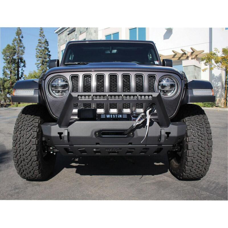 Westin Stubby Front Bumper Textured Black for 18-19 Jeep Wrangler JL - 59-80085