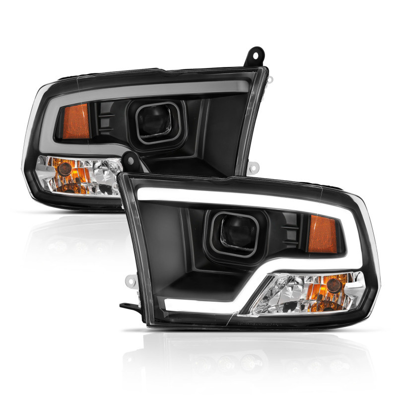 ANZO Plank Style Projector Headlights Black w/ Halo for 09-18 Dodge Ram 1500