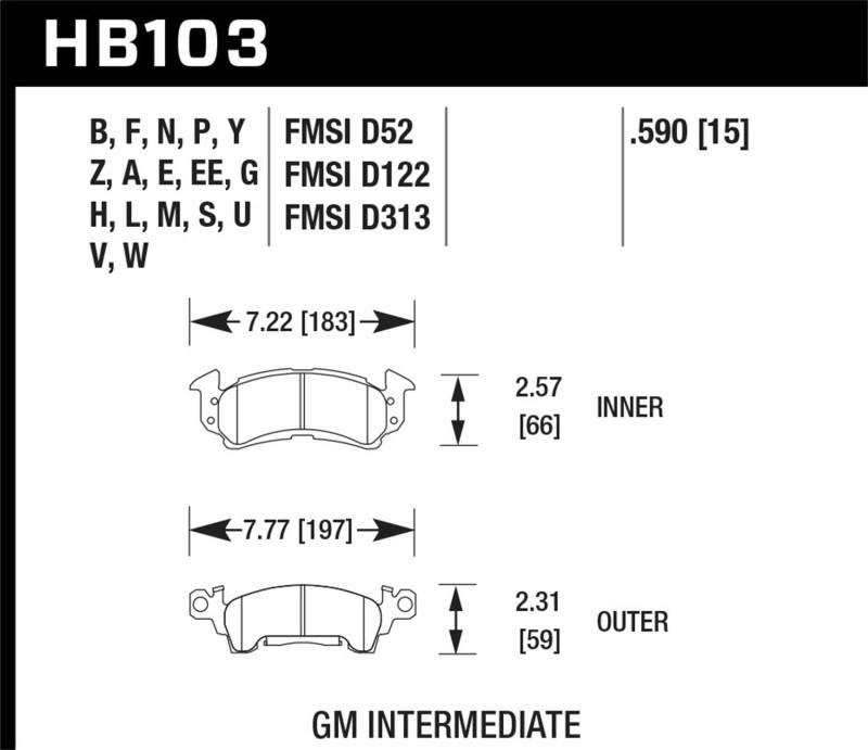 Hawk HP+ Street Brake Pads for 73-75 Buick Apollo Base