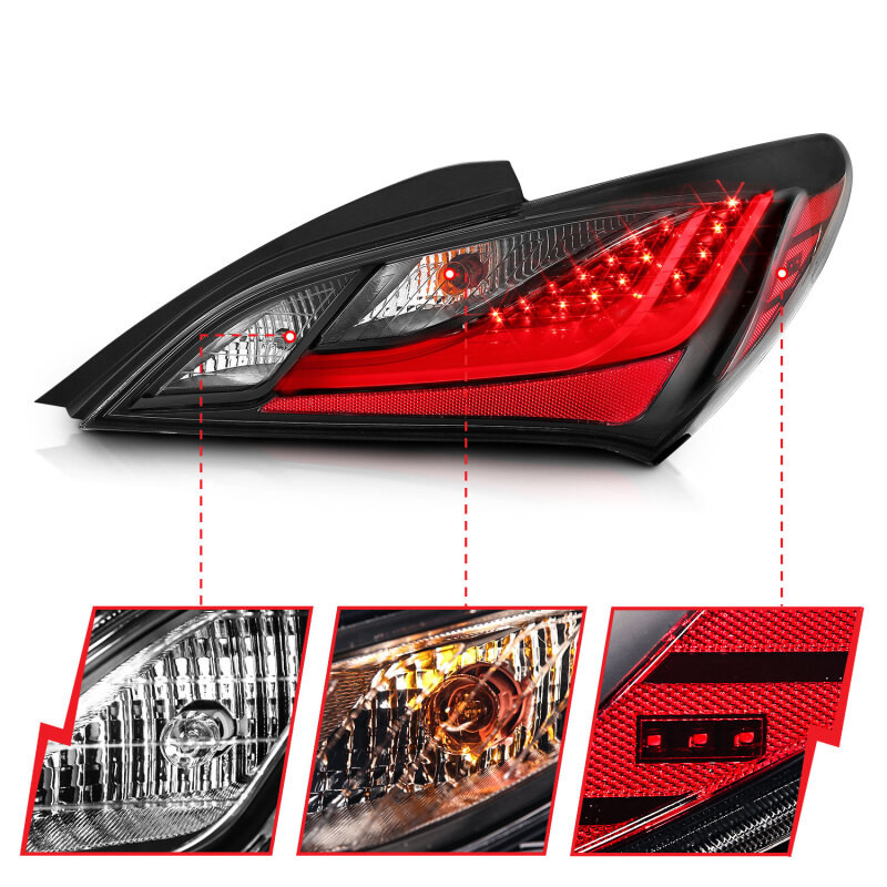 ANZO LED Taillights Smoke for 10-13 Hyundai Genesis 2DR - 321347