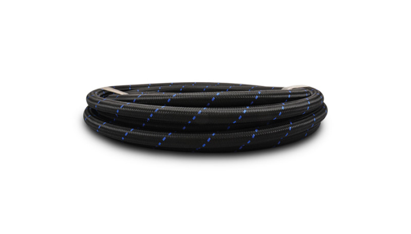 Vibrant -6 AN Two-Tone Black/Blue Nylon Braided Flex Hose (20 foot roll)
