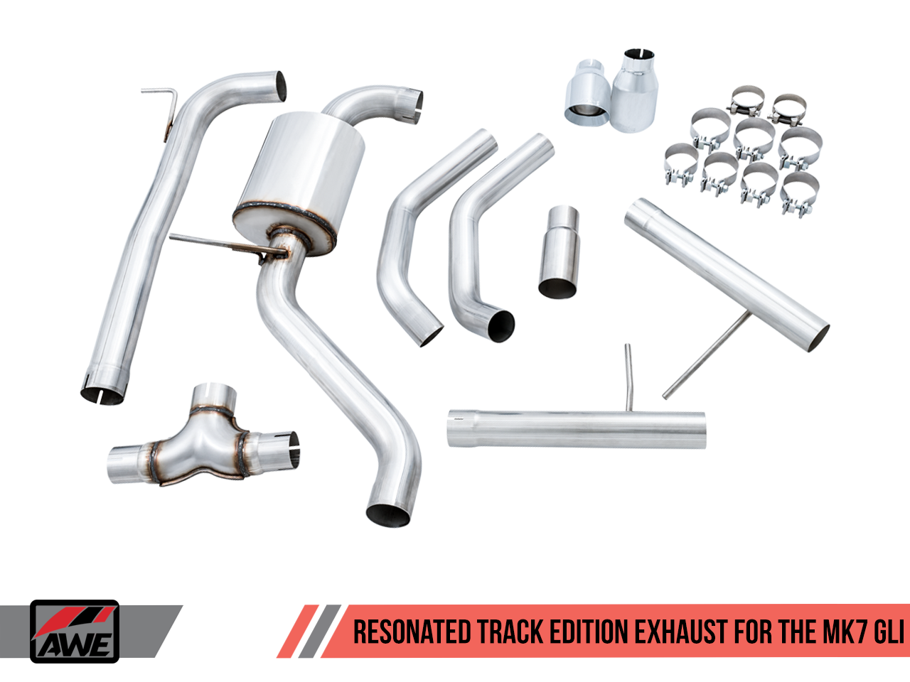 AWE Track Edition Resonated  Exhaust w/ Chrome Tips for 2019 Jetta GLI - 3015-22068