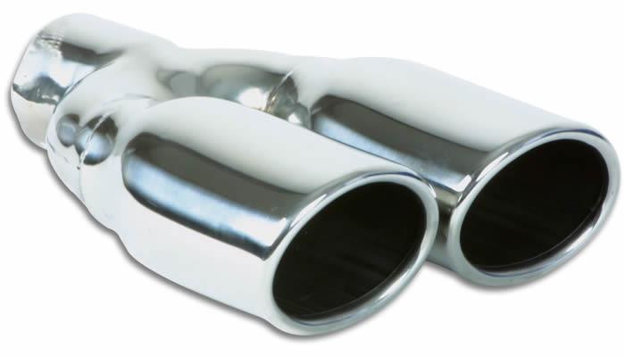 Vibrant  Dual 3.25" x 2.75" Oval Stainless Steel Tips (Single Wall, Angle Cut)