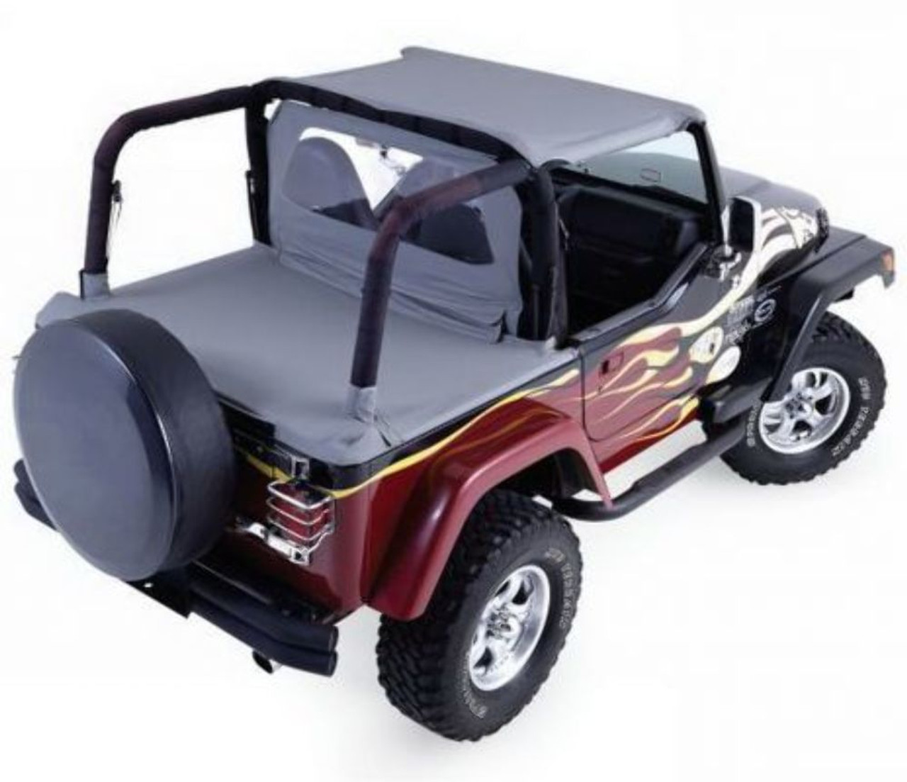 Rampage Cab Soft Top and Tonneau Cover for Jeep Wrangler YJ, Black Denim -  