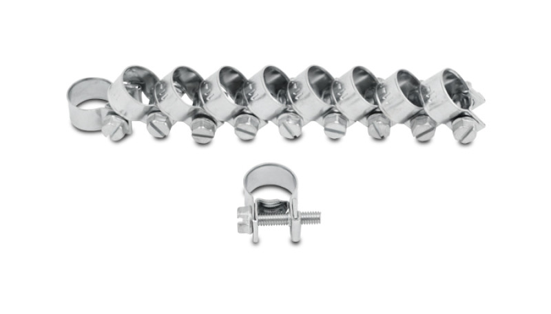 Vibrant  Fuel Injector Style Mini Hose Clamps: 7mm-9mm (Pack of 10)
