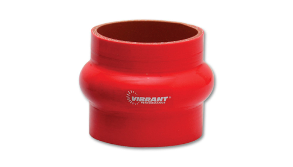Vibrant Reinforced Silicone Hump Hose Connector - 4in I.D. x 3in long (RED)