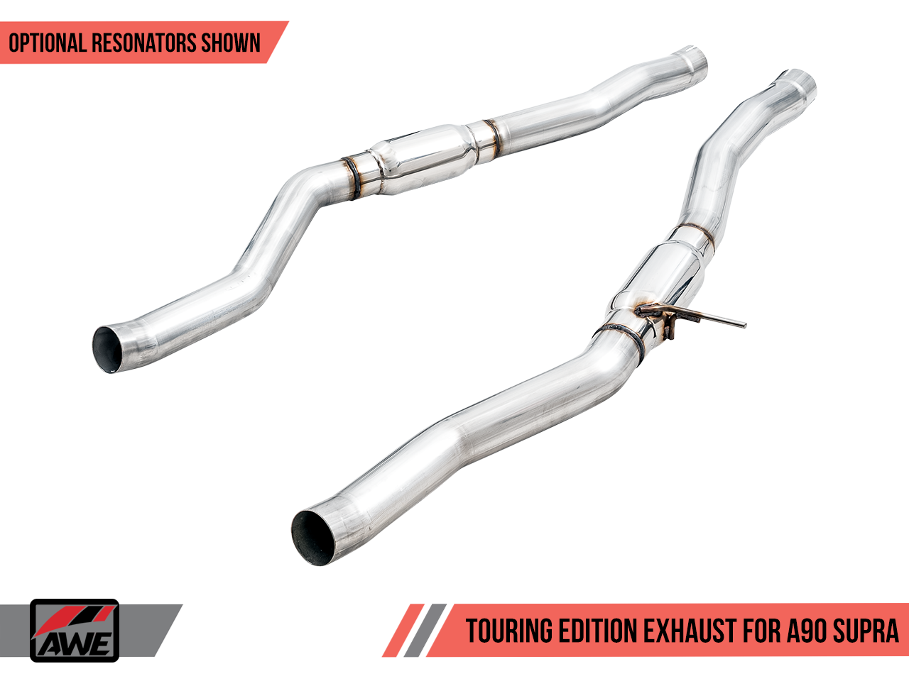 AWE Resonated Touring Edition Exhaust 5" Chrome Silver Tips for 2020 GR Supra