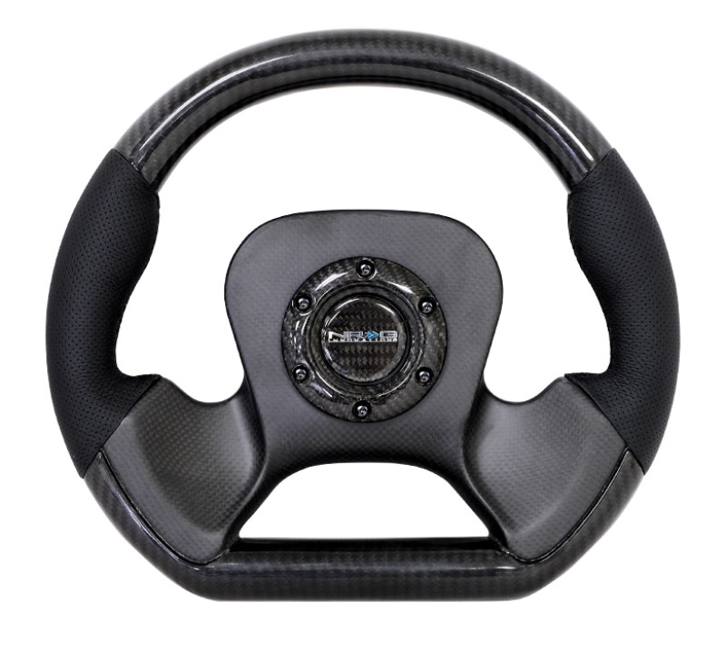 NRG 320mm Carbon Fiber Steering Wheel  w/Leather Trim Handles