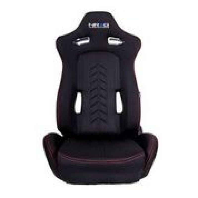 NRG Sport Seats Cloth w/NRG Logo & NRG Arrow Cushion Imprint Black w/Red Stitch