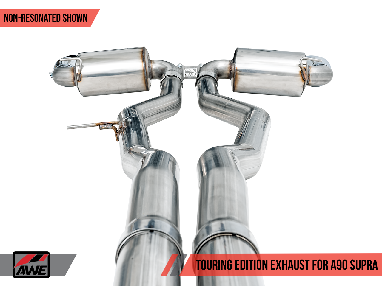 AWE Non-Resonated Touring Edition Exhaust 5" Chrome Silver Tips for GR Supra