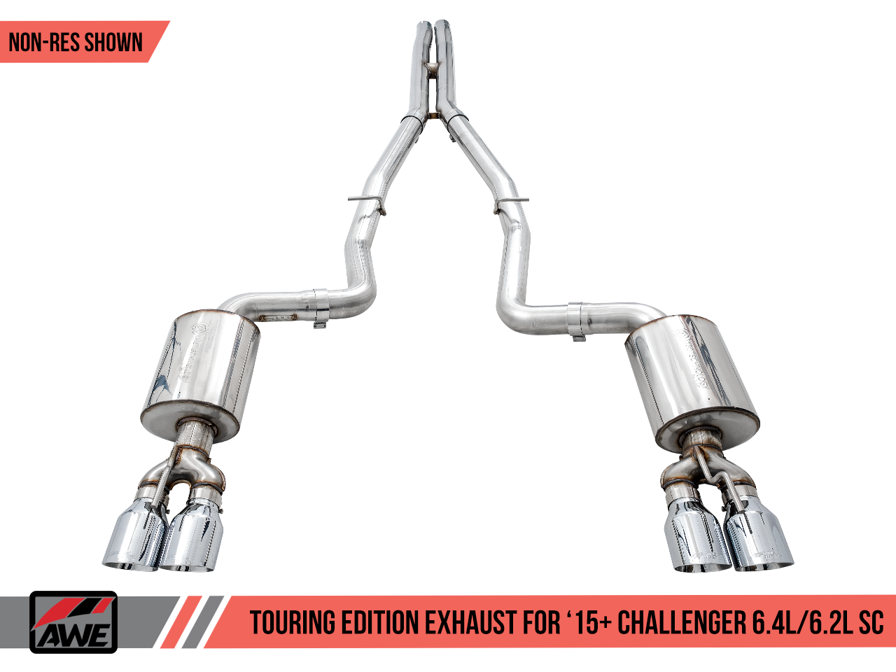 AWE Touring Exhaust Non-Resonated Black Quad Tips for 15+ Challenger 6.4 / 6.2