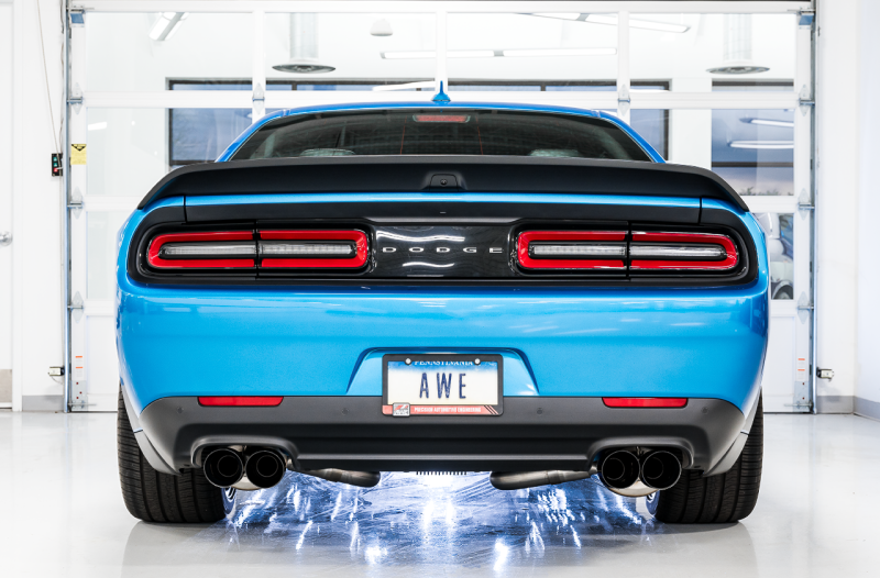 AWE Touring Exhaust Non-Resonated Black Quad Tips for 15+ Challenger 6.4 / 6.2