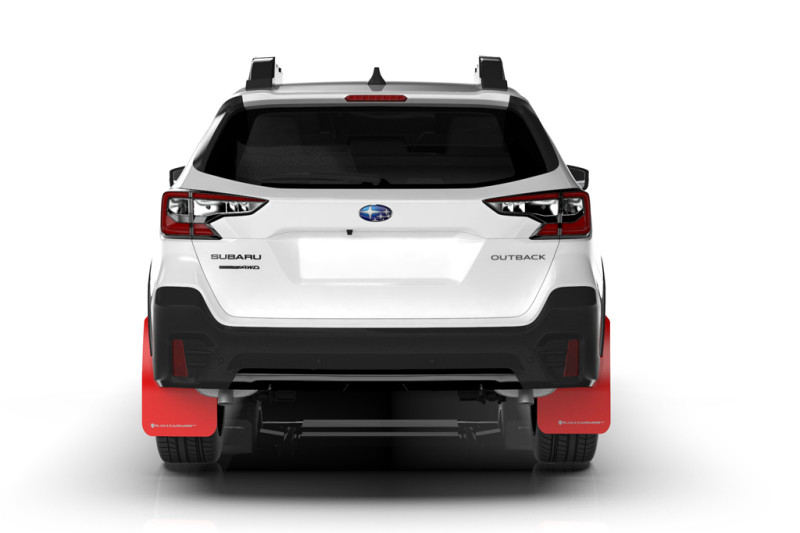 Rally Armor UR Black Mud Flap w/ White Logo for 20+ Subaru Outback