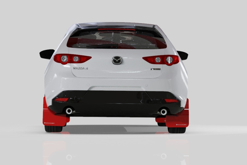 Rally Armor UR Black Mud Flap w/ Red Logo for 2019+ Mazda3 GT Sport Hatch