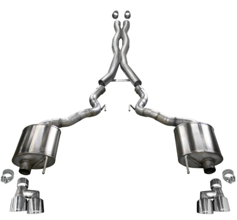 Corsa Xtreme 3" Catback 4" Twin Tips Exhaust for 18-20 Mustang GT Convertible