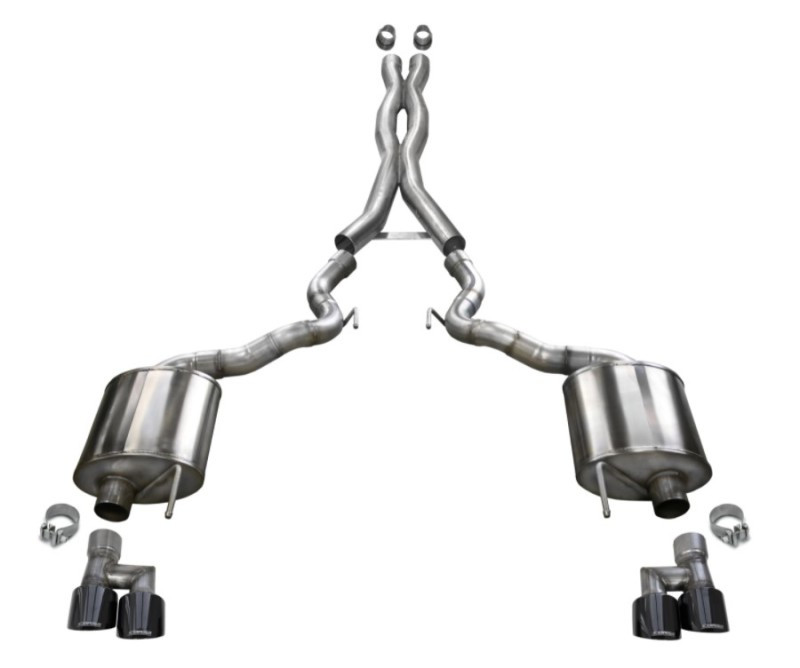 Corsa Sport 3" Catback 4" Black Tips Exhaust for 18-20 Mustang GT Convertible
