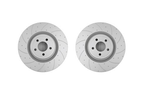 Pedders Rear Drilled & Slotted Brake Rotors - Pair for 2015+ Ford Mustang GT S550