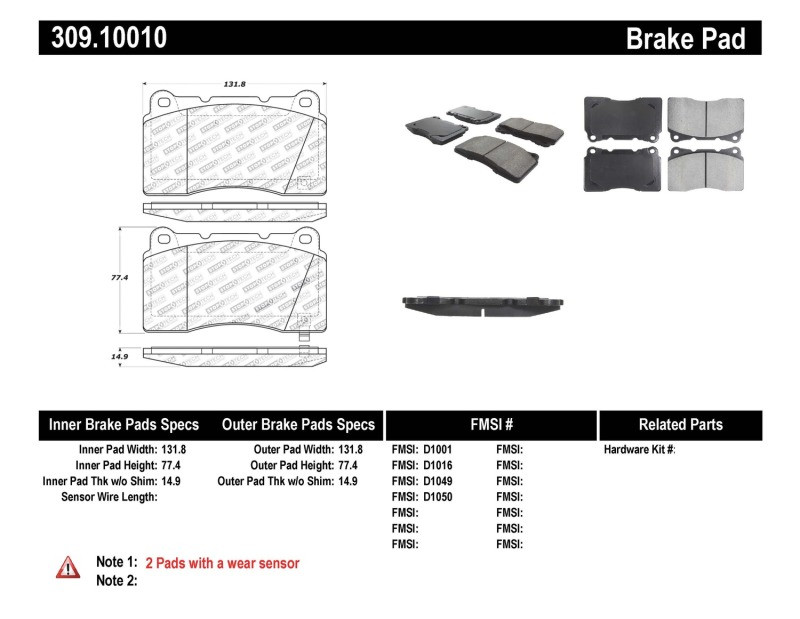 StopTech Street Performance Front Brake Pads for STI / Evolution / Camaro SS
