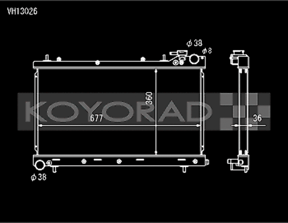 Koyo Hyper V Series 36mm Core Racing Radiator for 06-08 Forester XT - VH13026