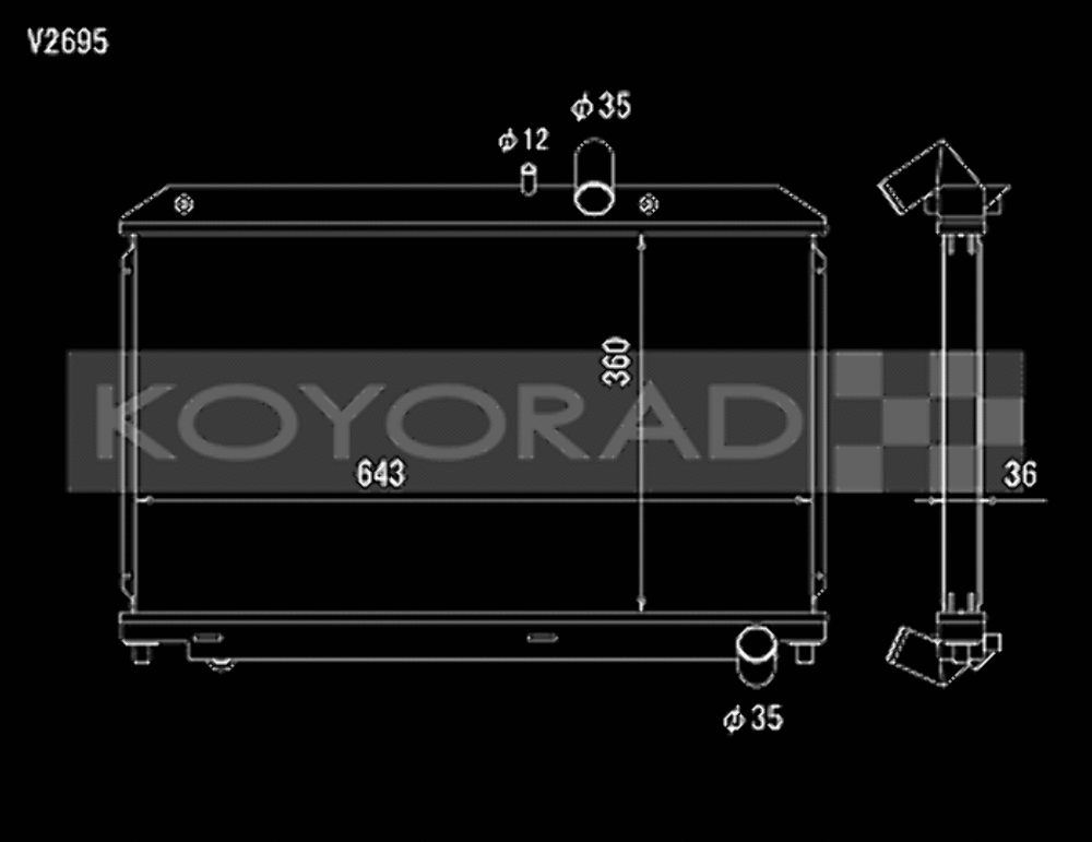 Koyo 36mm V Core Radiator for 04-08 Mazda RX8 MT - V2695