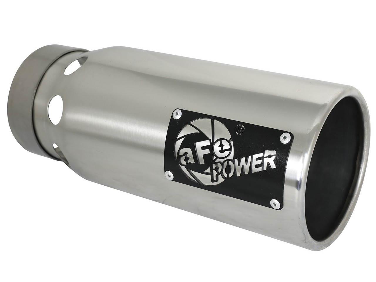 aFe SATURN 4S 4in SS Intercooled Exhaust Tip - Polished 4in In x 5in Out x 12in L Bolt-On
