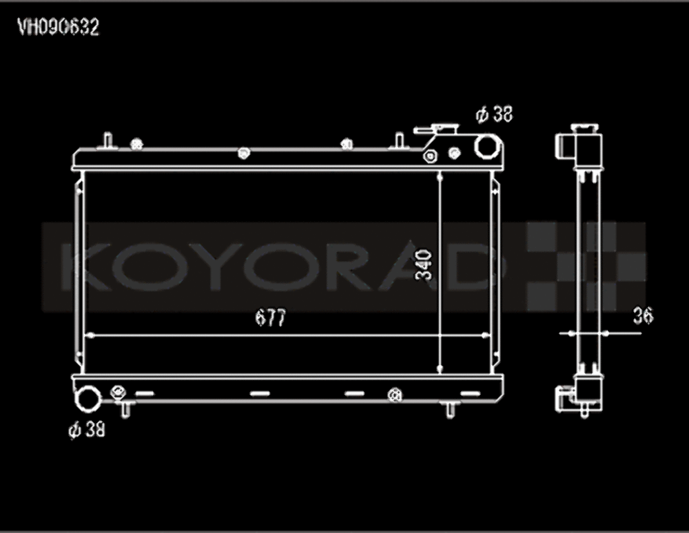 Koyo Hyper V 36mm Core Radiator for 93-98 Subaru Impreza 2.2L H4 MT - VH090632