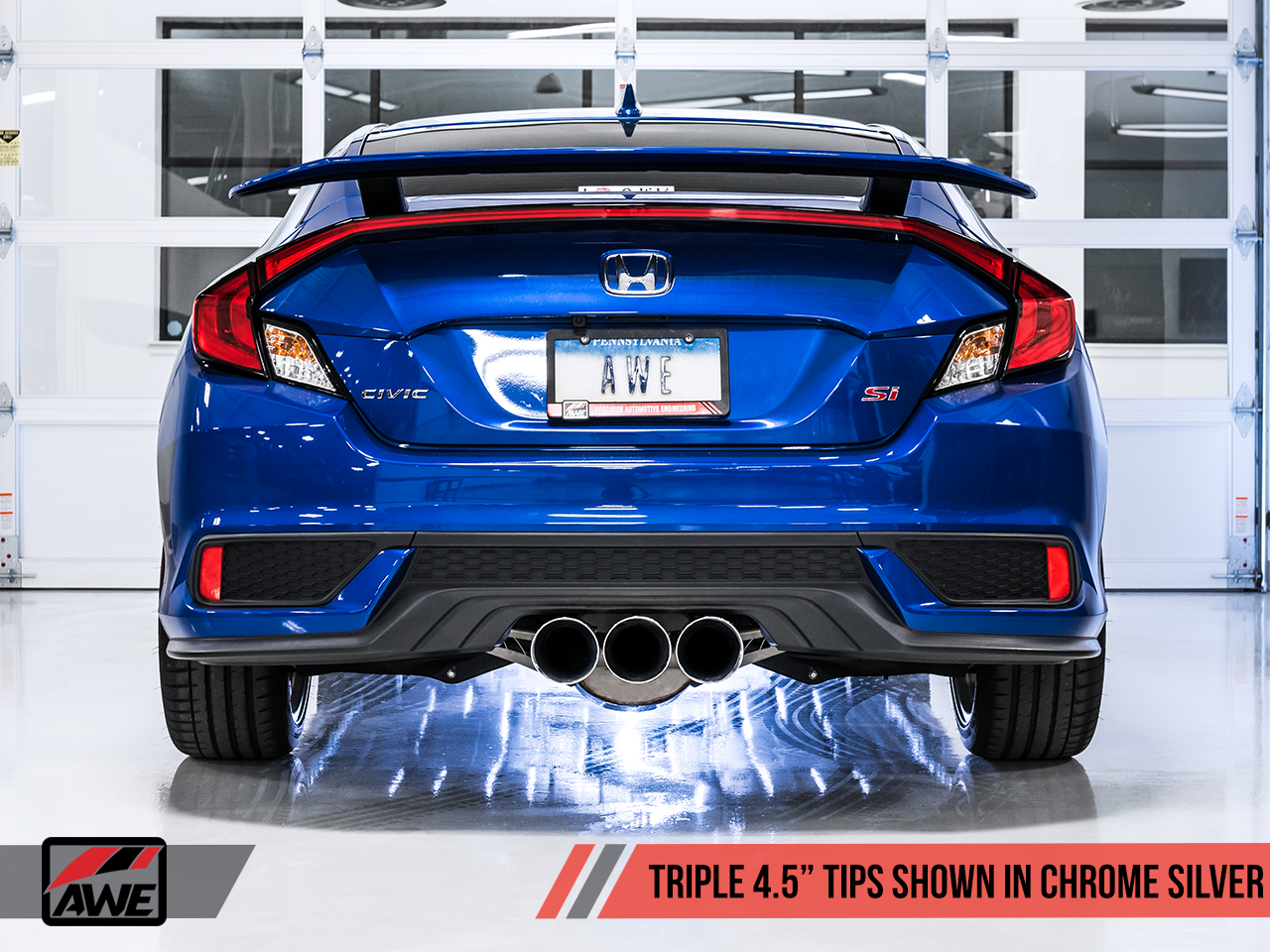 AWE Triple Tip Conversion for 10th Gen Civic Si - Chrome Silver Tip