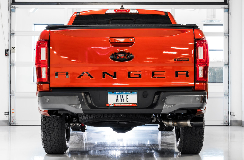 AWE 0FG Exhaust with BashGuard for 19+ Ford Ranger - Dual Diamond Black Tips